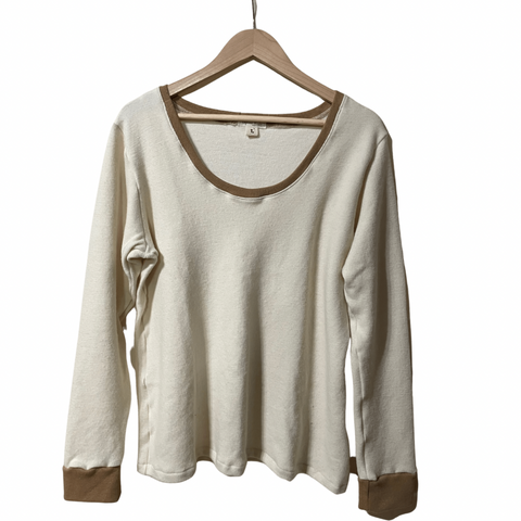 Scoop Neck Long Sleeve Top- Organic Cotton and Wool- Women’s Clothing