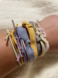 Naturally Dyed Organic Cotton and Rubber Elastic Hair Ties - Cosmos-Marigold-Walnut