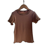 Brown Rib Heart Top - Baby-Toddler-Big Kids