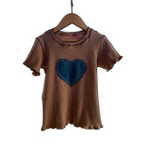 Brown Rib Heart Top - Baby-Toddler-Big Kids