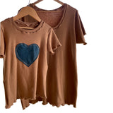 Brown Rib Heart Top - Baby-Toddler-Big Kids