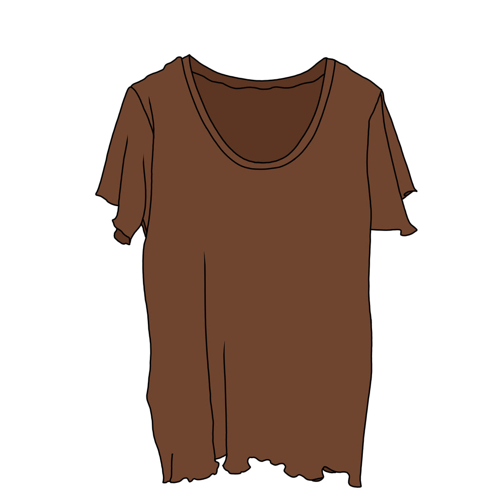Scoop Neck Tshirt - Brown Organic Cotton - Women's Clothing